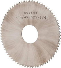 Made in USA - 2-3/4" Diam x 0.025" Blade Thickness x 3/4" Arbor Hole Diam, 72 Tooth Slitting and Slotting Saw - Arbor Connection, Solid Carbide, Concave Ground - Strong Tooling