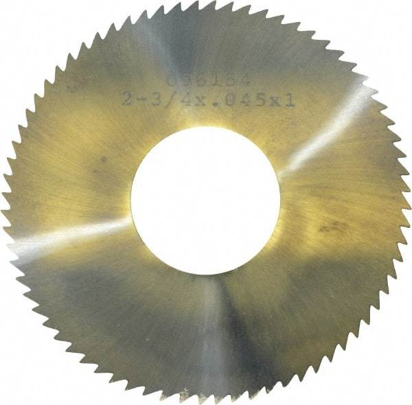 Made in USA - 2-3/4" Diam x 0.045" Blade Thickness x 1" Arbor Hole Diam, 72 Tooth Slitting and Slotting Saw - Arbor Connection, Solid Carbide, Concave Ground - Strong Tooling