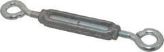 Made in USA - 96 Lb Load Limit, 5/16" Thread Diam, 2-9/16" Take Up, Malleable Iron Eye & Eye Turnbuckle - 3-7/16" Body Length, 7/32" Neck Length, 6-3/4" Closed Length - Strong Tooling