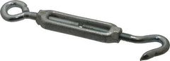 Made in USA - 144 (Eye) & 174 (Hook) Lb Load Limit, 3/8" Thread Diam, 2-7/8" Take Up, Malleable Iron Hook & Eye Turnbuckle - 3-7/8" Body Length, 1/4" Neck Length, 7-1/2" Closed Length - Strong Tooling