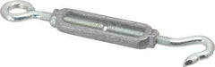 Made in USA - 112 (Hook) & 96 (Eye) Lb Load Limit, 5/16" Thread Diam, 2-9/16" Take Up, Aluminum Hook & Eye Turnbuckle - 3-7/16" Body Length, 7/32" Neck Length, 6-3/4" Closed Length - Strong Tooling