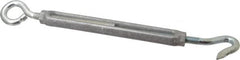 Made in USA - 144 (Eye) & 174 (Hook) Lb Load Limit, 3/8" Thread Diam, 2-7/8" Take Up, Aluminum Hook & Eye Turnbuckle - 6-7/8" Body Length, 1/4" Neck Length, 11-3/8" Closed Length - Strong Tooling