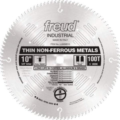 Freud - 10" Diam, 5/8" Arbor Hole Diam, 100 Tooth Wet & Dry Cut Saw Blade - Carbide-Tipped, Standard Round Arbor - Strong Tooling