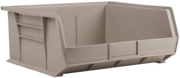 Akro-Mils - 75 Lb. Load Capacity, 14-3/4" Deep, Gray Polymer Hopper Stacking Bin - 7" High x 16-1/2" Wide x 14-3/4" Long - Strong Tooling