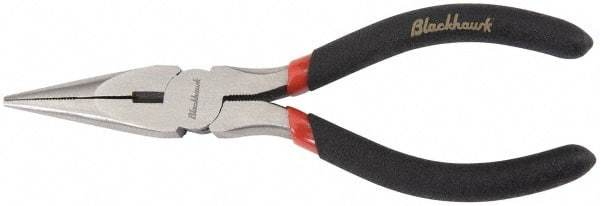 Blackhawk by Proto - 6-3/8" OAL, 2-7/64" Jaw Length x 23/32" Jaw Width, Long Nose Side Cutting Needle Nose Pliers - Round Jaw, Standard Head, Plastic Handles - Strong Tooling