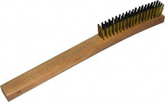 Gordon Brush - 4 Rows x 19 Columns Brass Plater Brush - 5-3/8" Brush Length, 13-3/4" OAL, 1-1/8 Trim Length, Wood Curved Handle - Strong Tooling