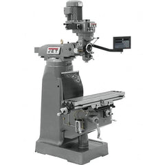 Jet - 7-7/8" Table Width x 35-3/4" Table Length, Variable Speed Pulley Control, 1 Phase Knee Milling Machine - R8 Spindle Taper, 1-1/2 hp - Strong Tooling