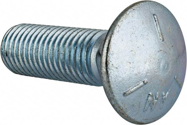 Value Collection - 3/4-10 UNC 2-1/2" Length Under Head, Standard Square Neck, Carriage Bolt - Grade 5 Steel, Zinc-Plated Finish - Strong Tooling