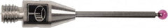 Renishaw - 0.02 Inch Ball Diameter, Carbide Stem, M2 Thread, Ruby Point Ball Tip CMM Stylus - 0.28 Inch Working Length, 0.012 Inch Stem Diameter, 0.79 Inch Overall Length - Strong Tooling