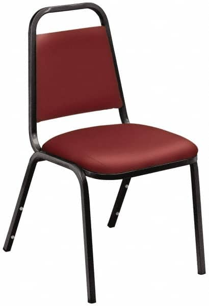 NPS - Vinyl Burgundy Stacking Chair - Black Frame, 17-1/4 Inch Wide x 20 Inch Deep x 33 Inch High - Strong Tooling