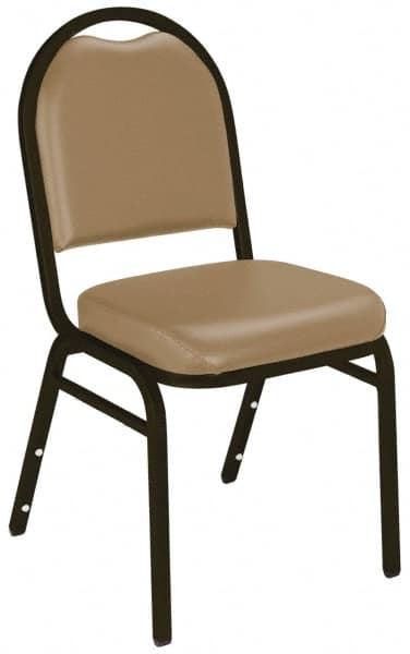 NPS - Vinyl Beige Stacking Chair - Mocha Frame, 17 Inch Wide x 21 Inch Deep x 34 Inch High - Strong Tooling