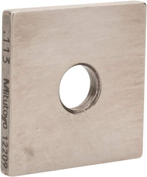 Mitutoyo - 0.113" Square Steel Gage Block - Accuracy Grade 0, Includes Certificate of Inspection - Strong Tooling