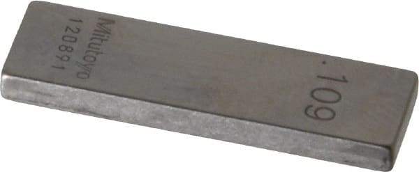 Mitutoyo - 0.109" Rectangular Steel Gage Block - Accuracy Grade 0, Includes Certificate of Inspection - Strong Tooling