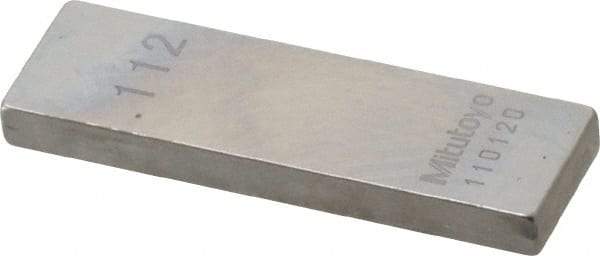 Mitutoyo - 0.112" Rectangular Steel Gage Block - Accuracy Grade 0, Includes Certificate of Inspection - Strong Tooling