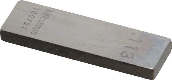 Mitutoyo - 0.113" Rectangular Steel Gage Block - Accuracy Grade 0, Includes Certificate of Inspection - Strong Tooling