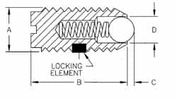 TE-CO - M12x1.75, 8mm Ball Diam, 22mm Body Length, 2.49mm Max Ball Reach, Threaded Ball Plunger - Strong Tooling