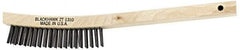 Blackhawk by Proto - 19 Rows x 3 Columns Steel Scratch Brush - 14" OAL, 1-3/16" Trim Length, Wood Curved Handle - Strong Tooling