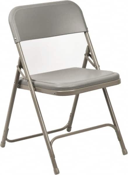 NPS - 18-3/4" Wide x 16-1/4" Deep x 29-3/4" High, Steel Folding Chair with Plastic Seat & Back - Gray with Gray Frame - Strong Tooling