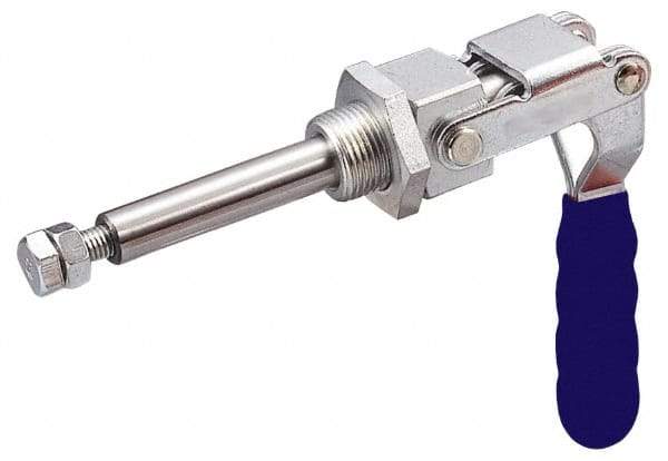 Gibraltar - 700 Lb Load Capacity, Threaded Base, Carbon Steel, Standard Straight Line Action Clamp - 0.63" Plunger Diam, Straight Handle - Strong Tooling