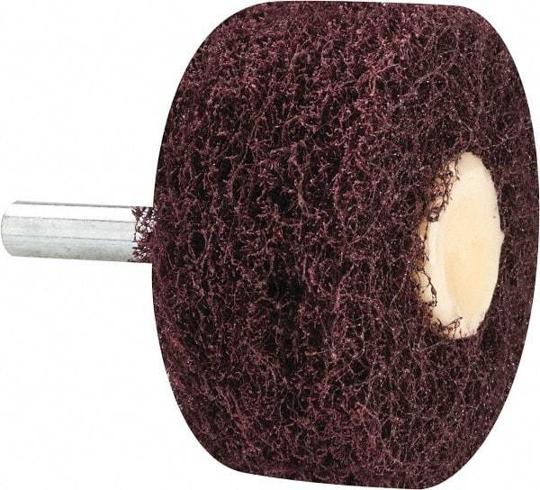 Merit Abrasives - 2" Diam, Medium Mounted Scrubber Buffing Wheel - 3 Ply, Medium Grade, 1/4" Shank Diam, 12,000 RPM - Strong Tooling