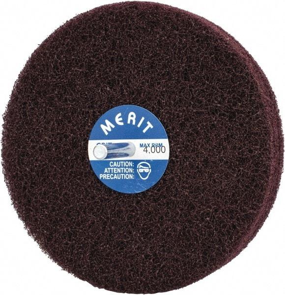 Merit Abrasives - 5" Diam, Medium Mounted Scrubber Buffing Wheel - 3 Ply, Medium Grade, 1/4" Shank Diam, 4,000 RPM - Strong Tooling