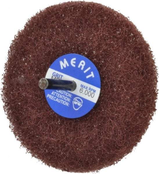 Merit Abrasives - 4" Diam, Medium Mounted Scrubber Buffing Wheel - 1 Ply, Medium Grade, 1/4" Shank Diam, 6,000 RPM - Strong Tooling