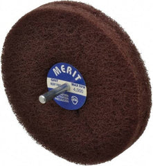 Merit Abrasives - 5" Diam, Medium Mounted Scrubber Buffing Wheel - 2 Ply, Very Fine Grade, 1/4" Shank Diam, 4,000 RPM - Strong Tooling