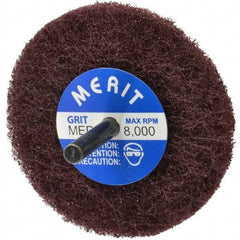 Merit Abrasives - 3" Diam, Medium Mounted Scrubber Buffing Wheel - 1 Ply, Medium Grade, 1/4" Shank Diam, 8,000 RPM - Strong Tooling