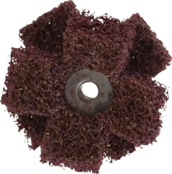 Merit Abrasives - 2" Diam Medium Density Cross Buff - 2 Plys, 1/4-20 Thread, Medium Grade, 12,000 Max RPM - Strong Tooling