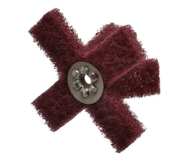 Merit Abrasives - 3" Diam Medium Density Cross Buff - 2 Plys, 1/4-20 Thread, Very Fine Grade, 8,000 Max RPM - Strong Tooling