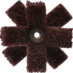 Merit Abrasives - 3" Diam Medium Density Cross Buff - 2 Plys, 1/4-20 Thread, Medium Grade, 8,000 Max RPM - Strong Tooling