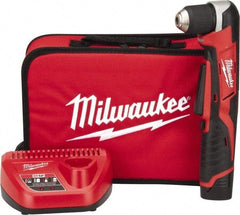 Milwaukee Tool - 12 Volt 3/8" Chuck Right Angle Handle Cordless Drill - 0-800 RPM, Keyless Chuck, Reversible, 1 Lithium-Ion Battery Included - Strong Tooling