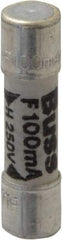 Cooper Bussmann - 250 VAC, 32 VDC, 0.1 Amp, Fast-Acting Miniature Ceramic Fuse - 20mm OAL, 5mm Diam - Strong Tooling