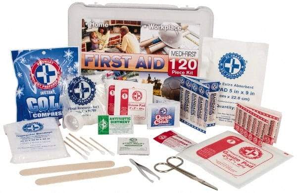 Medique - 120 Piece, Multipurpose/Auto/Travel First Aid Kit - 10" Wide x 3-1/2" Deep x 7-1/2" High, Plastic Case - Strong Tooling