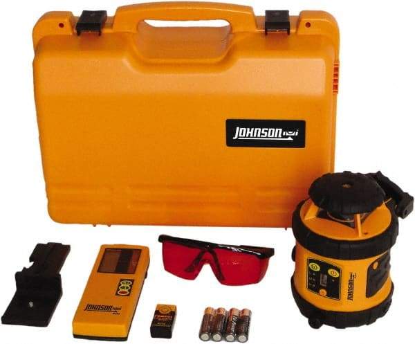 Johnson Level & Tool - 800' (Exterior) Measuring Range, 1/8" at 50' Accuracy, Self-Leveling Rotary Laser - ±3° Self Leveling Range, 200, 400 & 600 RPM, 2 Beams, AA Battery Included - Strong Tooling