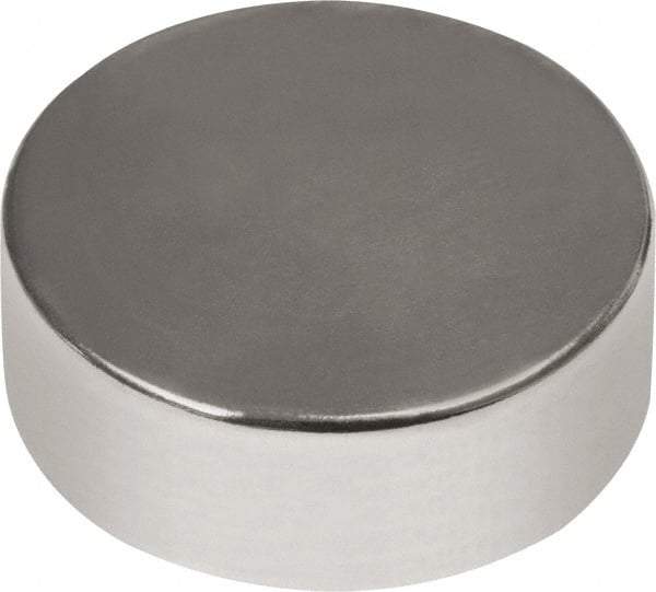 Mag-Mate - 3/4" Diam x 1/4" High Neodymium Rare Earth Magnet - 10.7 Lb Max Capacity, 180°F Max, Nickel Plated - Strong Tooling