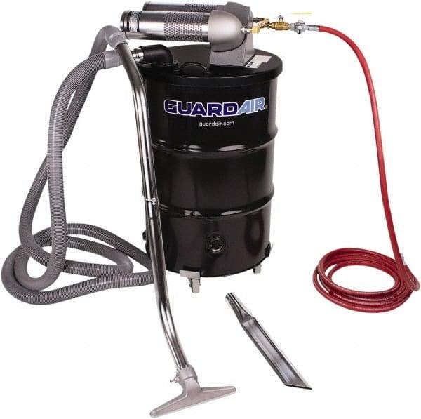 Guardair - 55 Gal Steel Tank, Air Powered Pneumatic Canister Wet/Dry Vacuum - 20' Hose Fitting, Cartridge Filter, Accessories Included - Strong Tooling