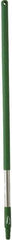 Vikan - 39-1/2 x 1-1/4" Stainless Steel Squeegee Handle - European Threaded Connection, Green - Strong Tooling