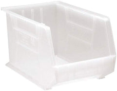 Quantum Storage - 75 Lb. Load Capacity, 18" Deep, Clear Polypropylene Hopper Stacking Bin - 10" High x 11" Wide x 18" Long - Strong Tooling