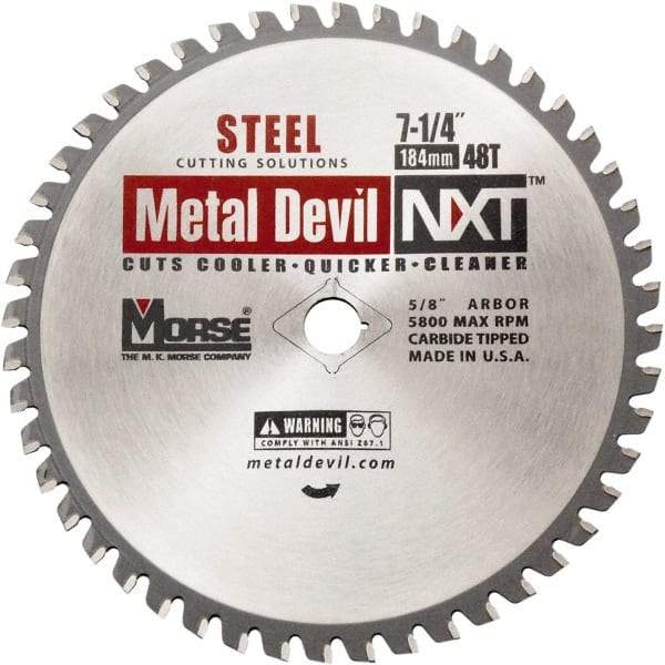 M.K. MORSE - 7-1/4" Diam, 5/8" Arbor Hole Diam, 48 Tooth Wet & Dry Cut Saw Blade - Steel, Diamond Arbor - Strong Tooling