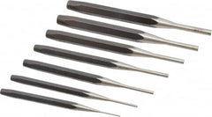 Proto - 7 Piece, 1/16 to 1/4", Pin Punch Set - Round Shank, Comes in Pouch - Strong Tooling