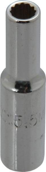 Proto - 1/4" Drive, Deep Hand Socket - 12 Points, 1-15/16" OAL, Chrome Finish - Strong Tooling