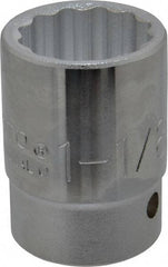 Proto - 1-1/8", 3/4" Drive, Standard Hand Socket - 12 Points, 2-7/32" OAL, Chrome Finish - Strong Tooling