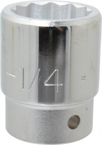 Proto - 1-1/4", 3/4" Drive, Standard Hand Socket - 12 Points, 2-15/64" OAL, Chrome Finish - Strong Tooling