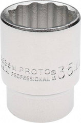 Proto - 3/4" Drive, Standard Hand Socket - 12 Points, 2-1/4" OAL, Chrome Finish - Strong Tooling