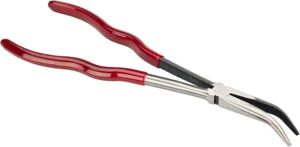 Proto - 11-3/8" OAL, 2-9/16" Jaw Length x 23/32" Jaw Width, Long Nose Bent Nose Pliers - Smooth Jaw, Plastisol Handles - Strong Tooling