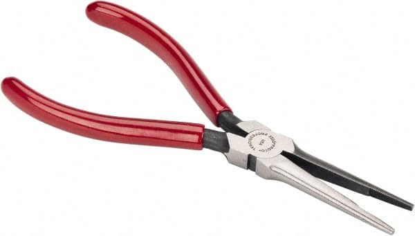 Proto - 6-1/16" OAL, 2-1/8" Jaw Length x 11/16" Jaw Width, Long Nose Needle Nose Pliers - Serrated Jaw, Long Thin Head, Plastisol Handles - Strong Tooling