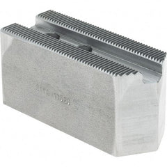 Atlas Workholding - 1.5mm x 60° Serrated Attachment, Square Soft Lathe Chuck Jaw - Steel, 0.787" Btw Mount Hole Ctrs, 3-1/8" Long x 1-1/4" Wide x 1-1/2" High, 0.475" Groove, M10mm Fastener - Strong Tooling