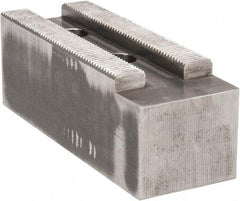 Atlas Workholding - 1.5mm x 60° Serrated Attachment, Square Soft Lathe Chuck Jaw - Steel, 2.362" Btw Mount Hole Ctrs, 7" Long x 2-1/2" Wide x 2-1/2" High, 0.984" Groove, M20mm Fastener - Strong Tooling