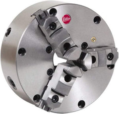 Atlas Workholding - 3 Jaws, 6" Diam, Self Centering Manual Lathe Chuck - Plain Back Mount Spindle, Adjustable, Reversible, 3,000 Max RPM, 1.54" Through Hole Diam, Cast Iron - Strong Tooling